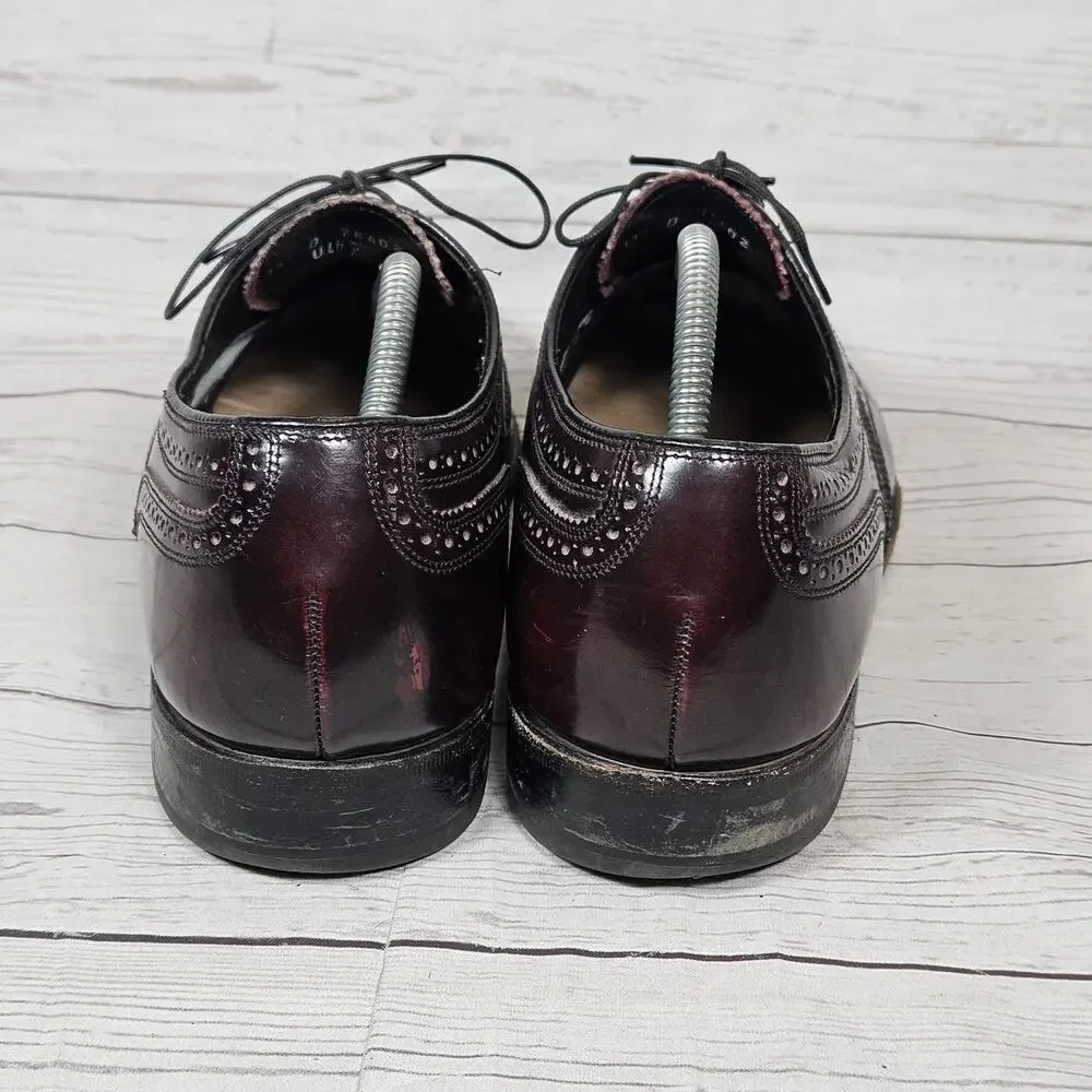 FLORSHEIM Men's Burgundy Leather Wingtip Brogue Oxford Dress Shoes US 11.5 D